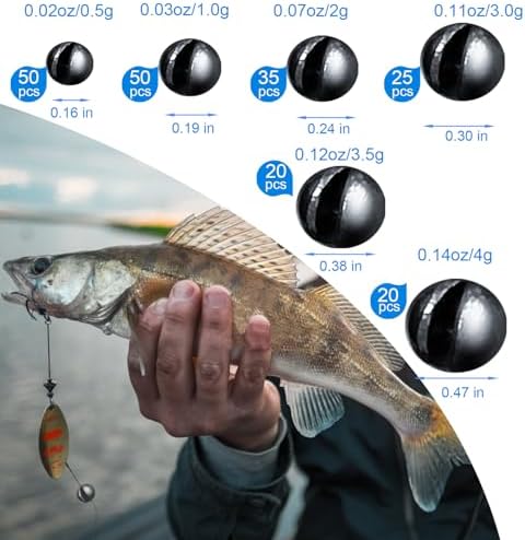 SANWEAL120PCS/200PCS Fishing Weights Sinkers - Premium Split ShotFishing Weights Sinkers - Round Removable Fishing Sinkers - 5/6 Sizes