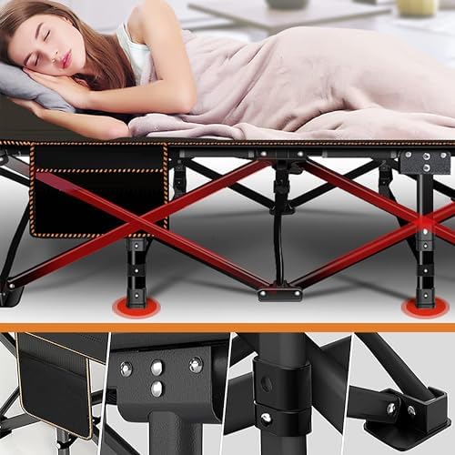 ABORON Oversized Folding Camping Cot for Adults, Double Layer 1200D, 500lb Capacity, Heavy Duty Guest Cot with Mat & Carrying Bag for Indoor & Outdoor Use