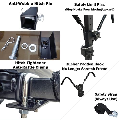 2 Bike Racks for Tow Hitch 180 lbs Capacity for Bikes, Electric eBikes, Fat Tire, Road Bikes and MTB, Tilting Folding E-Bike Rack for Car SUV Pickup Truck RV Camper - 2 inch Receiver