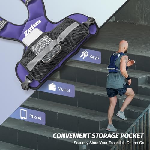 ZELUS Weighted Vest for Men and Women | 4-10lb/11-20lb/20-32lb Vest with 6 Ironsand Weights for Home Workouts | Adjustable Body Weight Vest Exercise Set for Cardio and Strength Training