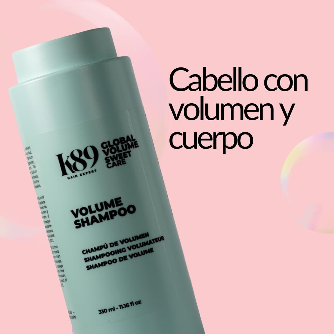 k89 HAIR EXPERT - Sweet Care Global Volume Shampoo/Shampoo para cabello graso/aporta volumen/Con SymControl Scalp / 330ml