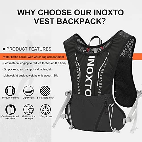 INOXTO Hydration Vest Backpack,Lightweight Water Running Vest Pack with 1.5L Water Bladder Bag Daypack for Hiking Trail Running Cycling Race Marathon for Women Men