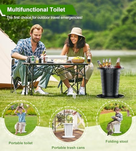 Portable Toilet for Camping Car, Foldable Camping Toilet for Adults and Kids, Adjustable Height Travel Potty, 13.5 IN Retractable Bucket Emergency Toilets, Travel Toilet, Collapsible Toilet with Bags