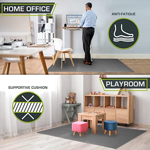 ProsourceFit Puzzle Exercise Mat ½ in, EVA Interlocking Foam Floor Tiles for Home Gym, Mat for Home Workout Equipment, Floor Padding for Kids, Black, 24 in x 24 in x ½ in, 48 Sq Ft - 12 Tiles