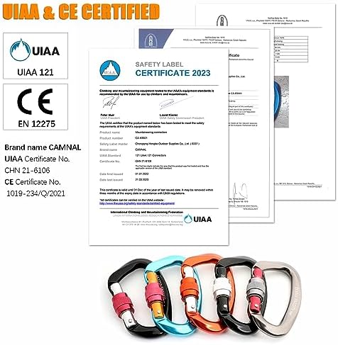 Heavy Duty Carabiner UIAA Certified Locking Carabiner 25KN (About 5620 lbs) Screw Lock Carabiner D Shape Carabiner Clip for Rock Climbing, Mountaineer, Aerial Work