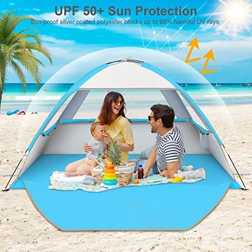 Gorich Beach Tent Sun Shelter for 3/4-5/6-7/8-10 Person with UPF 50+ UV Protection, Lightweight & Easy Setup Beach Shade Canopy, Portable Beach Shade Tent Beach Cabana
