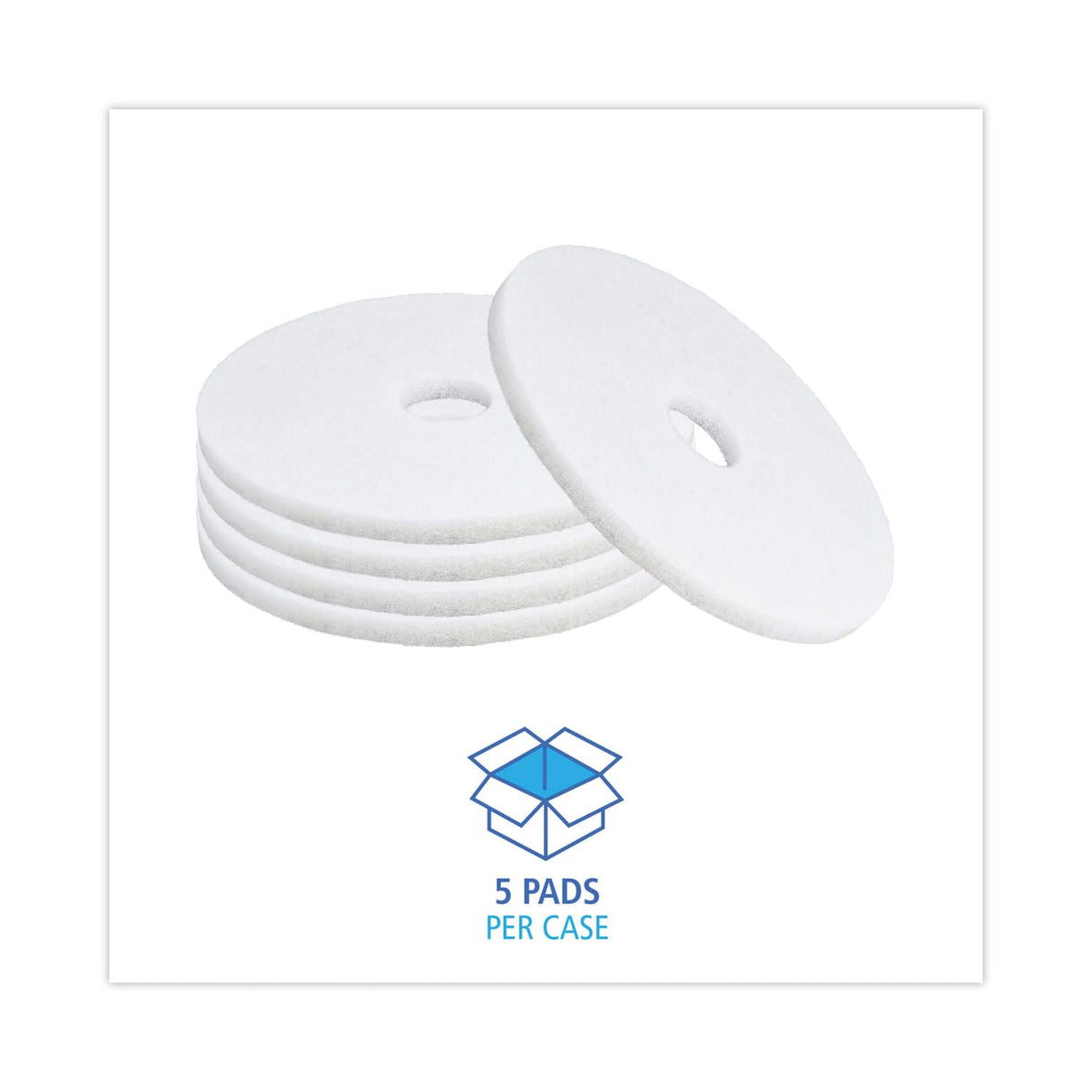 Boardwalk Polishing Floor Pads, 17" Diameter, White, 5/Carton