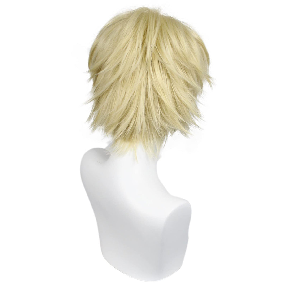 ANOGOL Hair Cap + Short Blonde Men's Wigs Golden Cosplay Wig Light Blonde Wigs Gilgamesh Blond Cosplay Wig for Halloween Christmas Event Costume Short Blonde Hair for Party
