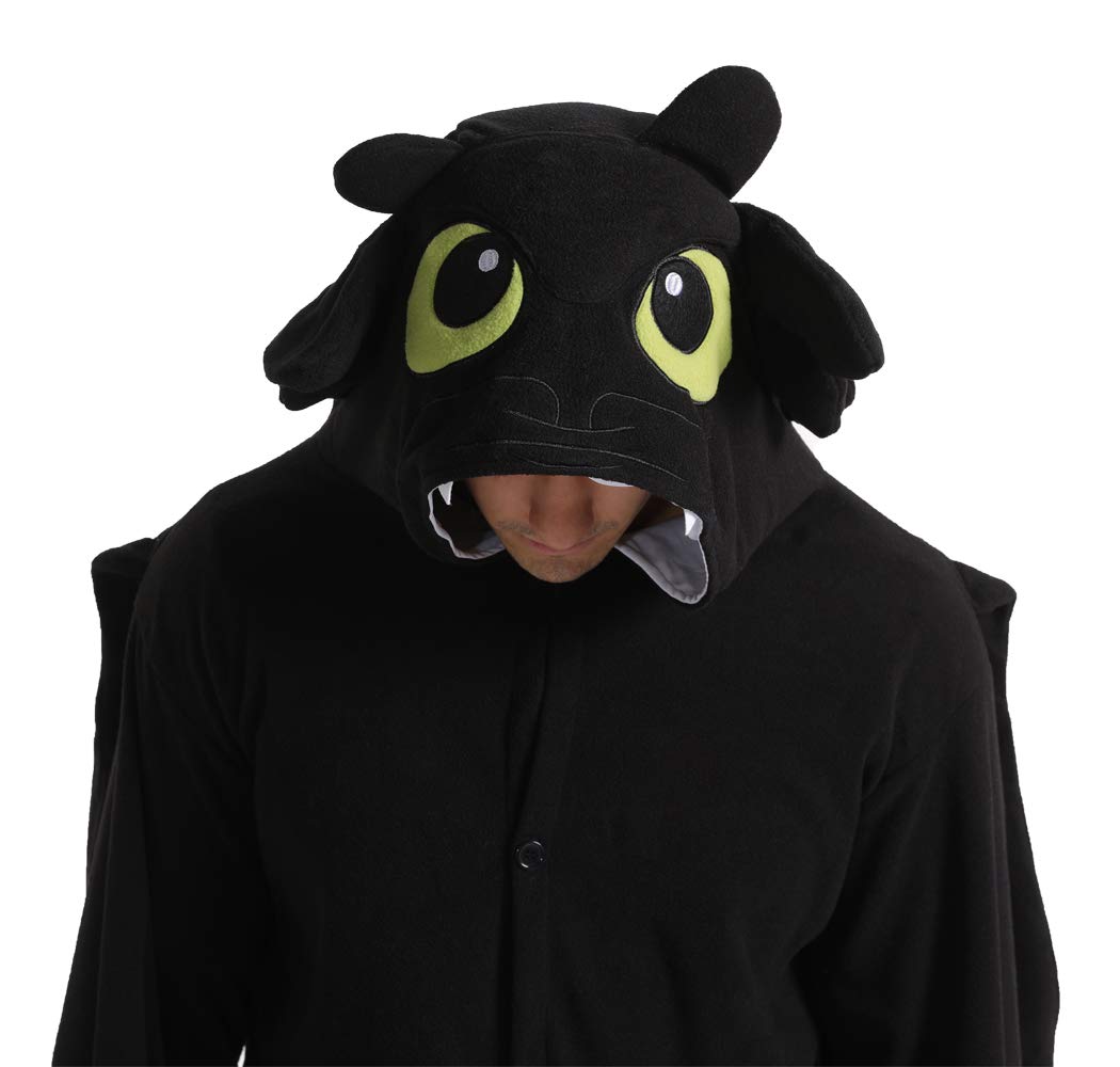 dressfan Animal Black Dragon Onesie Cosplay Costume Christmas Halloween Pajamas for Unisex Adults Teens Girls Boys