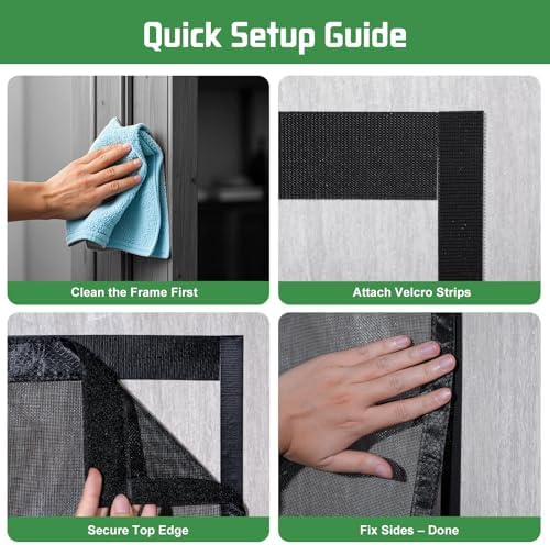 Magnetic Screen Door Mesh Keeps Bugs Out: Door Screen Magnetic Closure 36" x 83" Fits Door Size 34" x 82" - Magnetic Door Curtain Heavy Duty Fiber Fabric Washable - Hands Free Entry