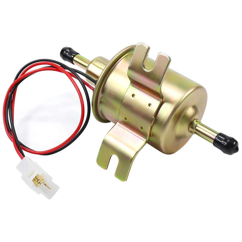 Electric Fuel Pump 12V Universal Low Pressure 12 Volt Transfer Inline Fuel Pump for Lawn Mower Carburetor Gas Diesel Engine 2.5-4psi HEP-02A