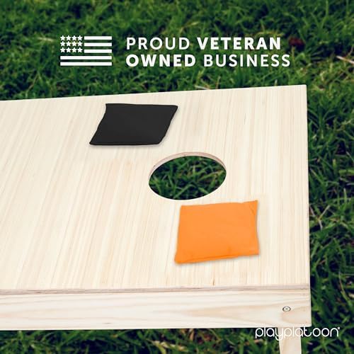 Play Platoon Cornhole Bags Weather Resistant- Set of 8 Regulation Bean Bags for Tossing- Official Professional Size & Weight Corn Hole Bags Two Color All Weather Cornhole Beans Bag Set with Tote Bag