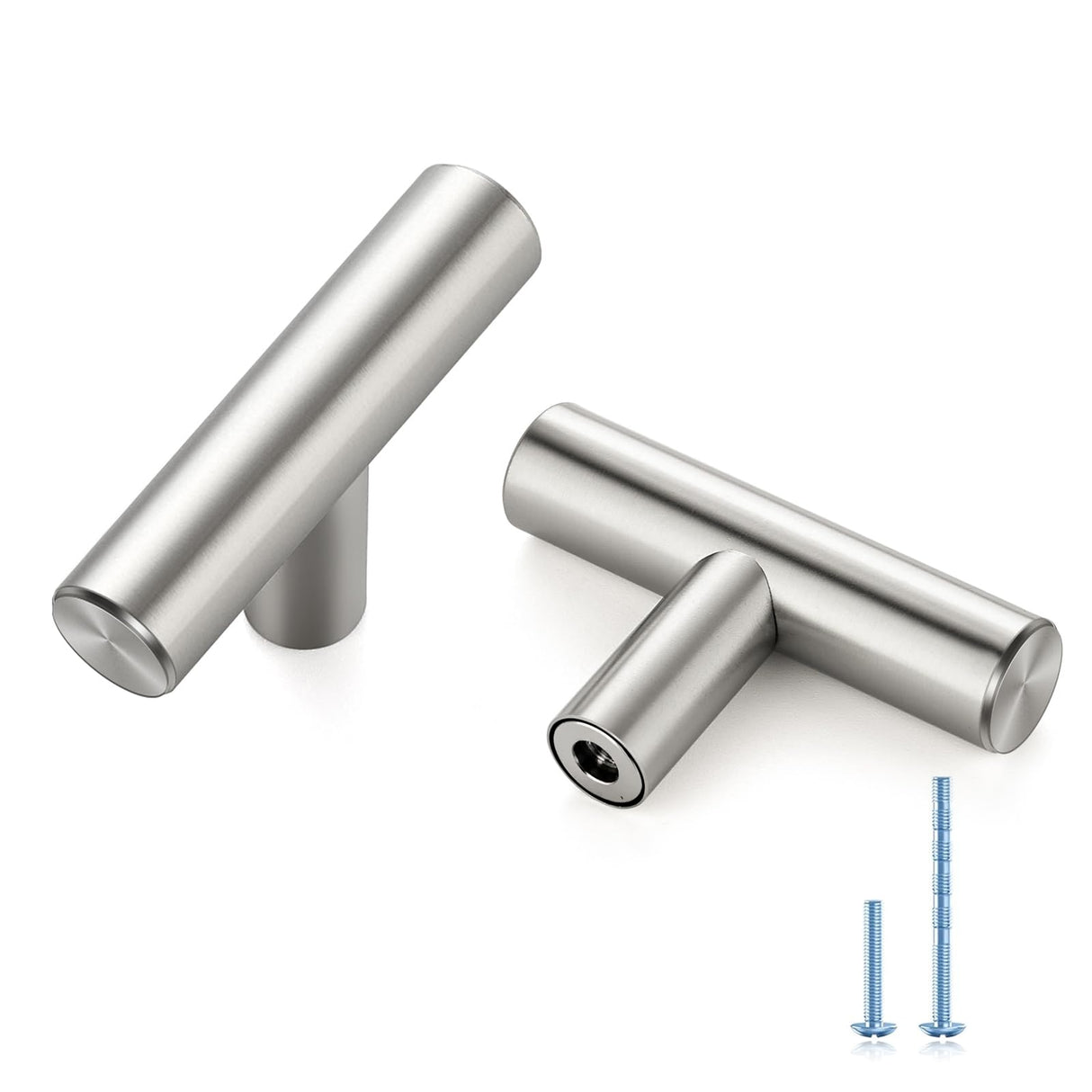 Ravinte Decor 30 Pack Brushed Nickel Cabinet Knobs - Kitchen Silver Pulls for Drawer Stainless Steel Dresser Hardware 2in Length Single Hole T Bar, RDT50LS30