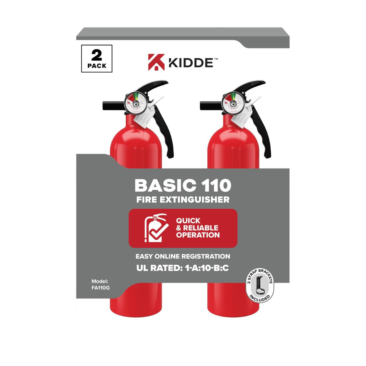 Kidde Multi Purpose Fire Extinguisher for Home, Office, Dorm, Residential, 1A10BC, 2 Pack, manual