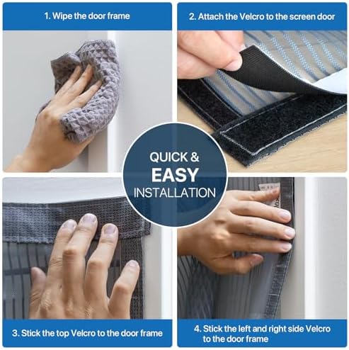 Heavy Duty Door Screen Magnetic Closure, LOVIGA Thickened Fiberglass Screen Door Mesh, Self Sealing, Tear Resistant, Easy Assemble, Fine Mesh Keep Bugs Out Fit Door Size 36 Inch X 82 Inch