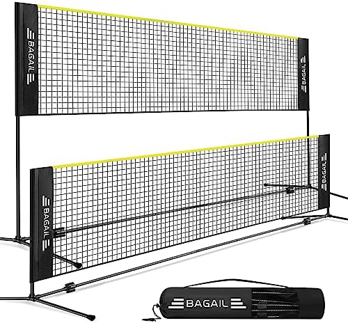 BAGAIL Badminton Net, Height Adjustable Kids Volleyball Net, Foldable Nylon Net 10 ft/14ft/17ft Wide, Tennis Net, Small Pickleball Net for Backyard Game and Indoor Outdoor Use, Easy Setup