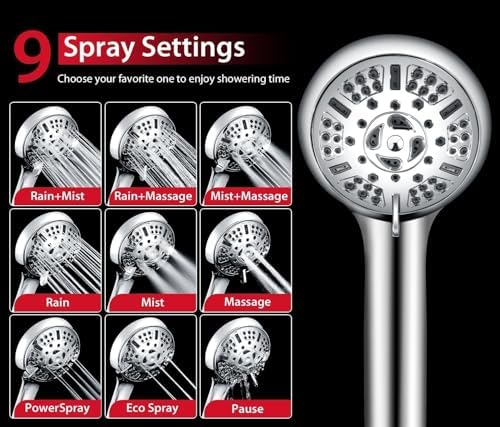 GRICH Filtered Shower Head with Handheld: 2.5GPM Shower Heads with Handheld Spray Combo,2 in 1 Rainfall Shower Head & Handheld Shower Headwith 60 Inch Hose