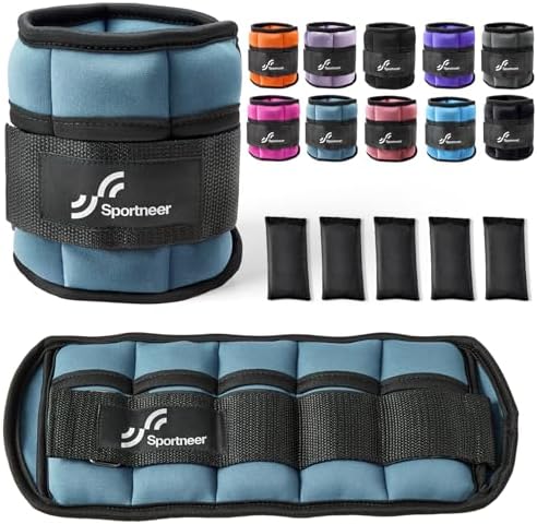 Sportneer Adjustable Ankle Weights 1 Pair 2 4 6 8 10 Lbs Leg Weight Straps for Women Men, Weighted Ankle Weights Set for Gym,Fitness, Workout,Walking, Jogging,1-5 lbs Each Ankle, 1 Pair 2-10 lbs
