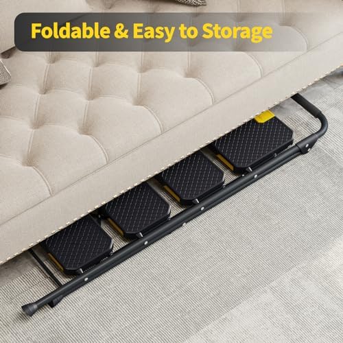 KINGRACK 4 Step Ladder, Sturdy Steel Step Stool with Safe-Lock Design, Handrail, Anti-Slip Wide Pedals, Pass 800lbs Load Testing, Folding Portable Ladder for Multi-Purpose, Home, Kitchen, Black