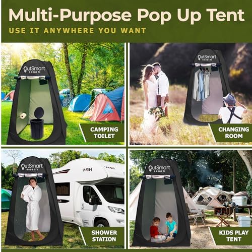 Outdoor Portable Toilet Set for Adults with Camping Night Lantern, Folding XL Toilet, Pop Up Privacy Tent and Carry Bags, Multipurpose Potty, Washable and Foldable for RV Travel