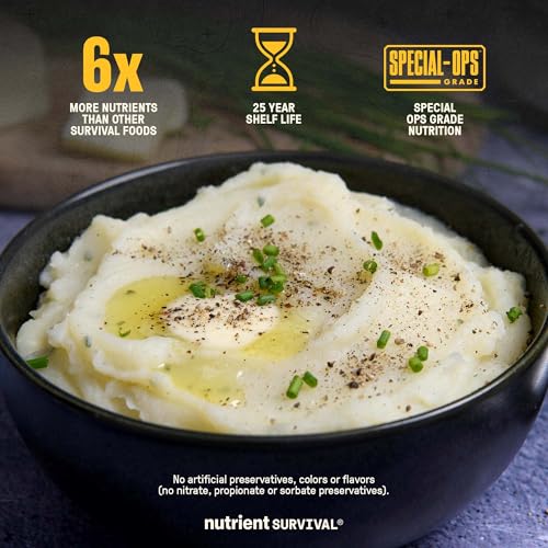 Nutrient Survival Potato Flakes, Powdered Vitamin Potato (30 Servings) for Mashed Potatoes, Soups, Emergency Food Supply & Camping Supplies, 38 Nutrients, Shelf Stable Up to 25 Years, One Can