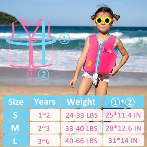 Pottwal Swim Vest for Kids - Swim Jacket for 1-2 Years (24-33LBS) - Buoyancy Aid Made of Neoprene & EPE - with Adjustable Crotch Strap