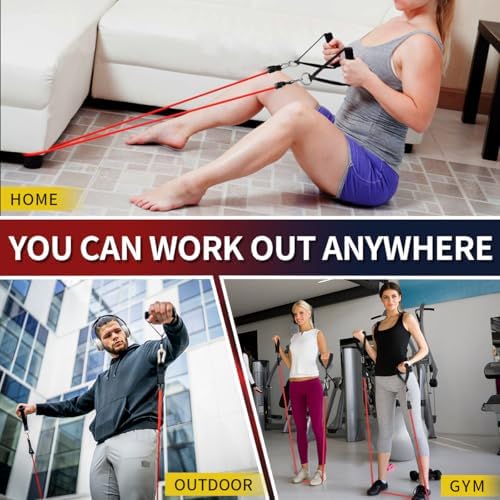 WHATAFIT Resistance Bands, Exercise Bands,Resistance Bands for Working Out, Work Out Bands with Handles for Men and Women Fitness, Strength Training Home Gym Equipment