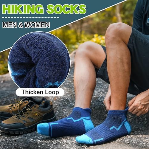 6 Pairs Merino Wool Ankle Hiking Running Socks Compression Support Thick Athletic Low Cut Socks for Women Men