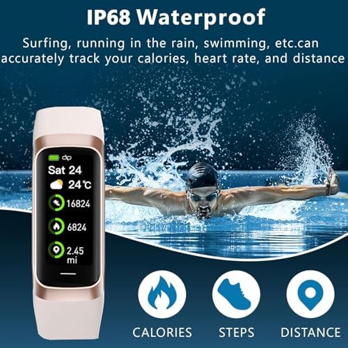 Fitness Tracker with 24/7 Heart Rate Sleep Blood Oxygen Monitor,IP68 Waterproof Smart Watch,1.10''AMOLED Touch Color Screen,Step Counter Health Activity Trackers for Women Men