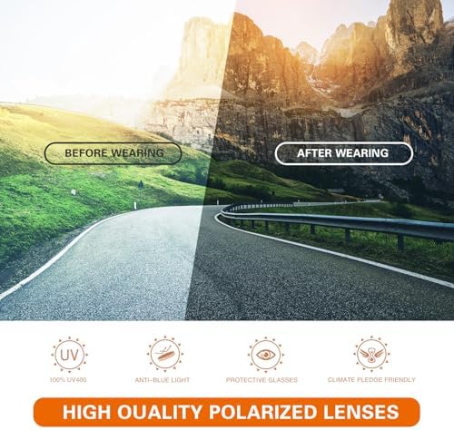 suoso Sports Polarized Sunglasses for Men: Womens UV400 Protection Sun Glasses Wrap Around Goggles for Fishing Driving TR90