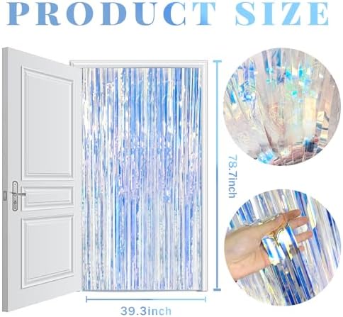 20 Pack Foil Curtain Backdrop Iridescent Metallic Tinsel Foil Fringe Curtains Photo Booth Props for Birthday Wedding Engagement Baby Shower Bachelorette Christmas Holiday Celebration Party Decoration