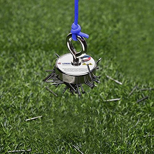 Loreso Strong Magnet Fishing Rope Carabiner, Camping Rope - Heavy Duty 1200 lb Strength All Purpose Ropes, 1/3 Inch Reinforced Polyester Line, Outdoor Rope for Camping, Hiking, Boating & Caving - 65ft