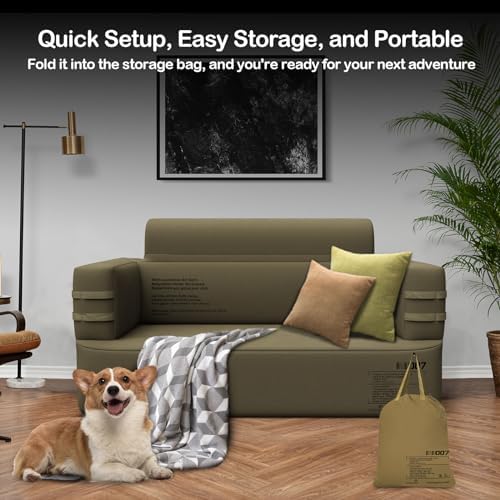 Inflatable Couch Multifunctional Durable Inflatable Sofa with Built in Pump Inflatable Furniture Portable Blow Up Couch for Camping Outdoor Travel Home Backyard