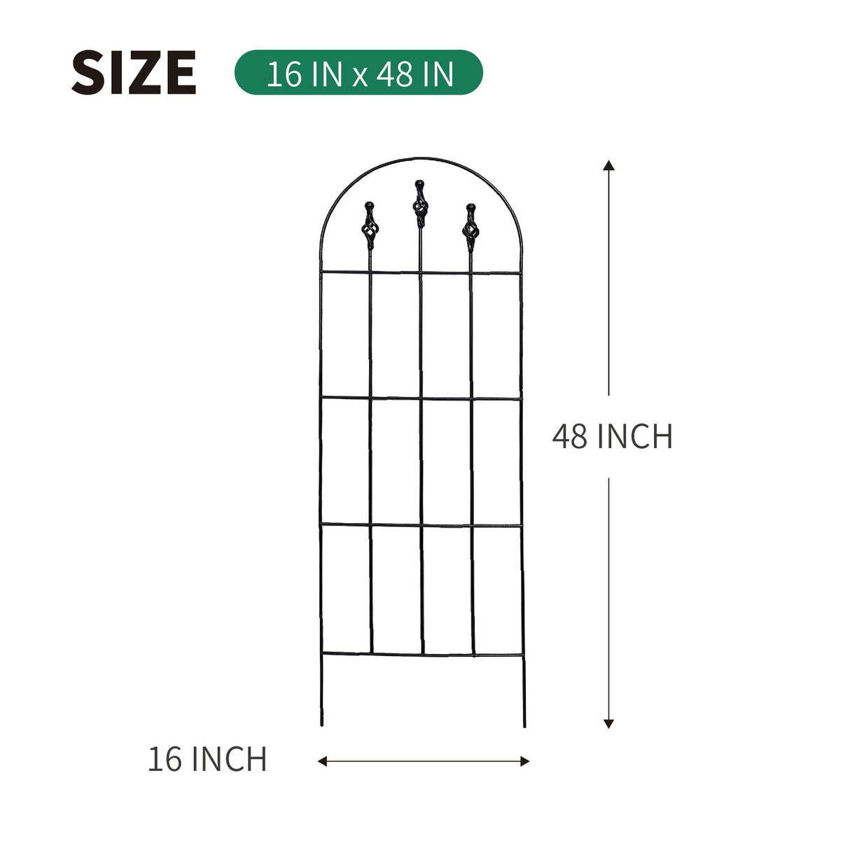 48" H x16 W Trellis,Black Garden Metal Vine Sturdy Trellises for Outdoor Climbing Plants Support Structures B (121cm) 2Pack