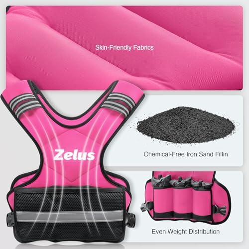 ZELUS Weighted Vest for Men and Women | 4-10lb/11-20lb/20-32lb Vest with 6 Ironsand Weights for Home Workouts | Adjustable Body Weight Vest Exercise Set for Cardio and Strength Training