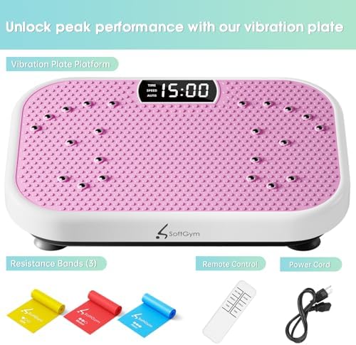 Vibration Plate Exercise Machine for Lymphatic Drainage Weight Loss,SoftGym Power Vibration Plate 300-400 Lbs Capacity Full Whole Body Workout Vibration Platform,Waver Vibration Plate for Home Fitness