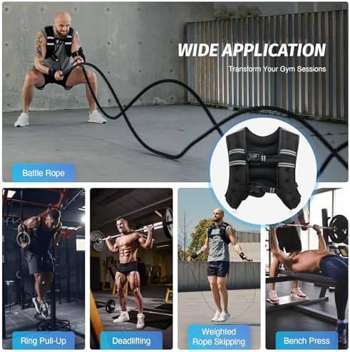 ZELUS Weighted Vest, 6lb/8lb/12lb/16lb/20lb/25lb/30lb Weight Vest with Reflective Stripe for Workout, Strength Training, Running, Fitness, Muscle Building, Weight Loss, Weightlifting