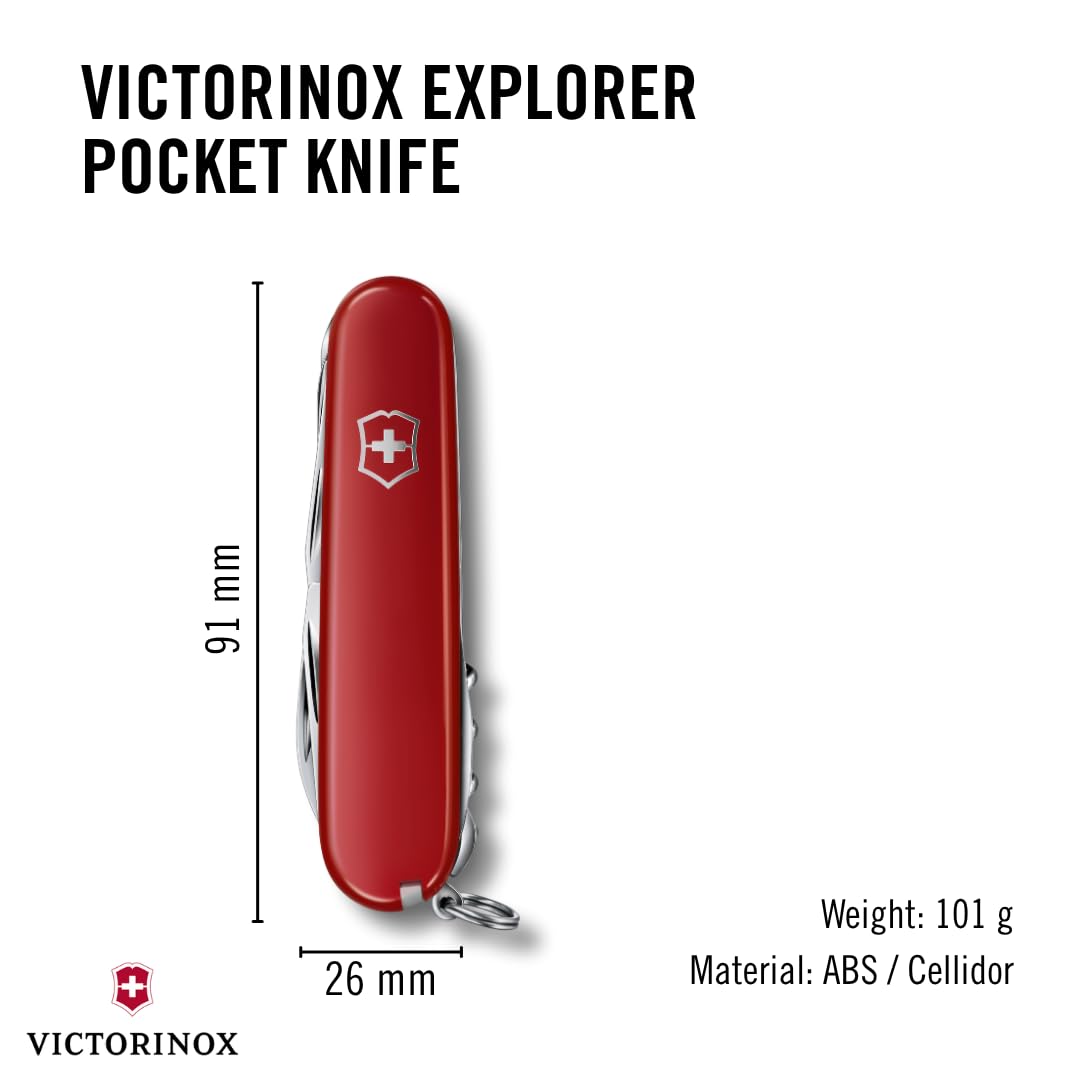 Victorinox Explorer Swiss Army Knife - 16 Function Pocket Tool - Red
