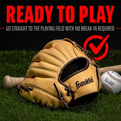 Franklin Sports Baseball + Softball Gloves - Field Master Adult + Youth Baseball + Softball Gloves - Right Hand + Left Hand Gloves - Infield + Outfield Mitts - Multiple Sizes + Colors