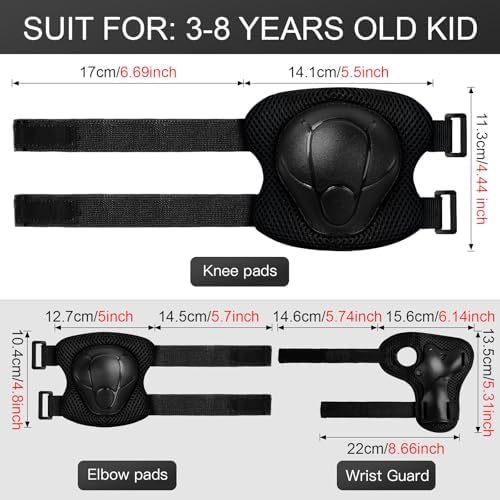 Kids Protective Gear Set Knee Pads for Kids 3-14 Years Toddler Knee and Elbow Pads with Wrist Guards 3 in 1 for Skating Cycling Bike Rollerblading Scooter