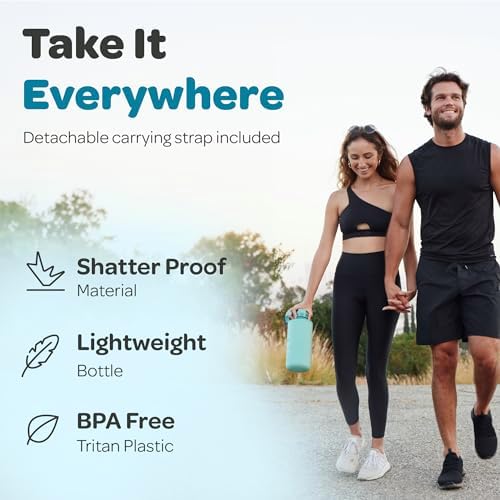 Hydracy Water Bottle with Time Marker -Large BPA Free Water Bottle & No Sweat Sleeve -Leak Proof Gym Bottle with Fruit Infuser Strainer & Times to Drink -Ideal for Fitness Sports & Outdoors