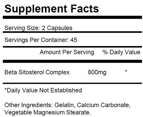 KRK SUPPLEMENTS 1 Bottle Beta Sitosterol 800mg Per Serving 90 Capsules Prostate Support
