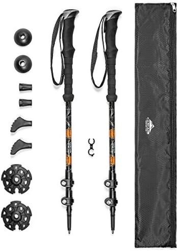 Cascade Mountain Tech Lightweight Aircraft-Grade Aluminum Trekking Poles with Extended Down Grip Plus Tip Kit