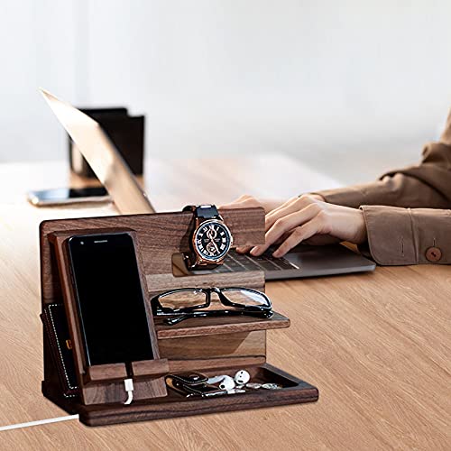 Gifts for Men Bedside Organiser Wood Phone Docking Station Dad Birthday Gifts for Him Nightstand Key Wallet Watch Stand Mens Gifts for Xmas Presents for Dad Husband Boyfriend Anniversary & Christmas