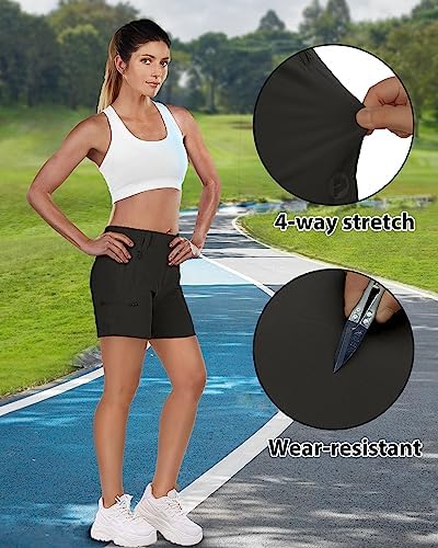 Outdoor Ventures Women's Hiking Shorts Stretch Lightweight Golf Shorts Quick Dry UPF 50+ 5 inch Cargo Short for Camping