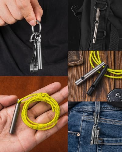 TISUR Titanium Emergency Whistle,120db Safety Whistle with Lanyard,Outdoor Survival Small Whistle for Life Saving,Hiking,Pets Training,Coach Sports