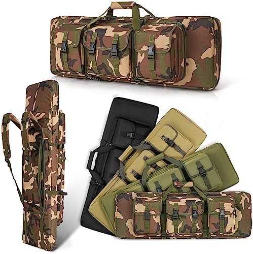 DULCE DOM 32/36/42/48/52 inch Double Rifle Case Soft Bag Gun Case, Perfect for Rifle Pistol Firearm Storage and Transportation, All Around Shooting Range Tactical Rifle Backpack, Indoor Outdoor