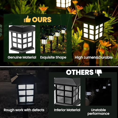 GIGALUMI Solar Outdoor Lights,10 Pack LED Solar Lights Outdoor Waterproof, Solar Walkway Lights Maintain 10 Hours of Lighting for Your Garden, Landscape, Path, Yard, Patio, Driveway
