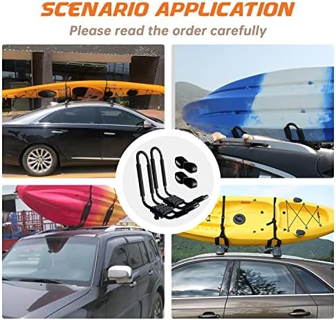 Kayak Roof Rack, 1 Pair J-Bar Roof Rack with 2 Ropes. Heavy Duty Kayak Roof Carrier for Your Canoe SUV and Trucks