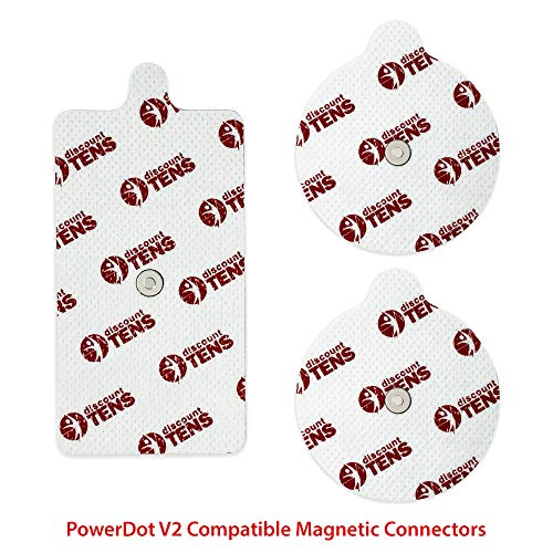 Discount TENS PowerDot 2.0 Compatible Electrodes with Magnetic Connector – 12 Replacement Pads (Version 2 – Magnetic), Red